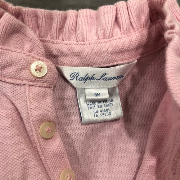 COPY - Baby Girl Pink Ralph Lauren Ruffle Collar Dress With Bumper Size 9 Months - Picture 6 of 12